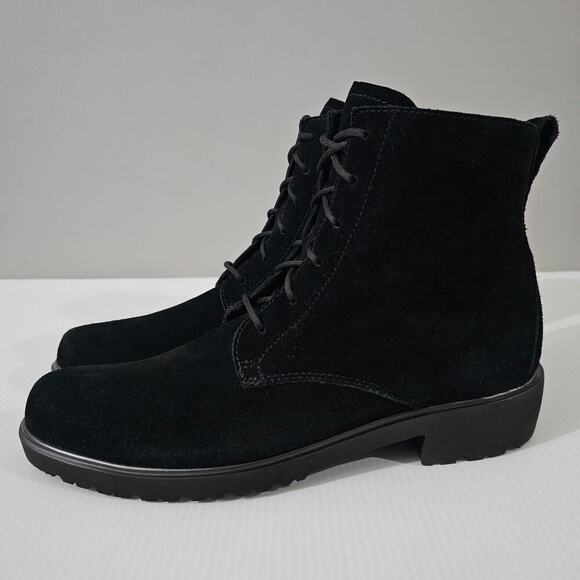 NEW Munro Finnley Ankle Bootie Womens 8 SUPER SLIM Black Suede Lace Up Comfort - Picture 15 of 15